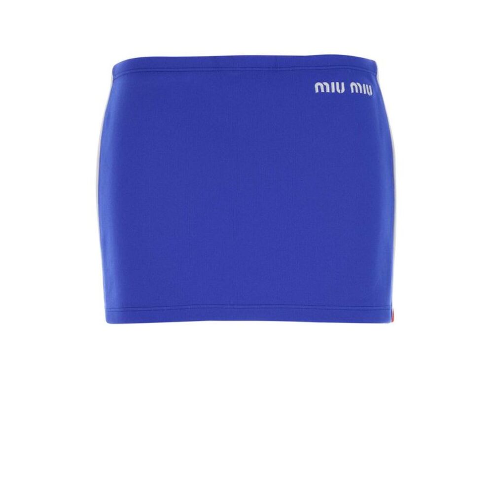 Miu Miu Women Blue Stretch Nylon Mini Skirt